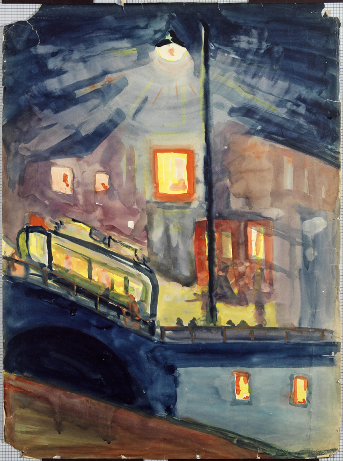 Ebbingebrug te Groningen bij nacht